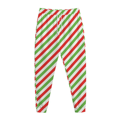 Christmas Candy Cane Striped Print Jogger Pants