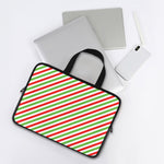Christmas Candy Cane Striped Print Laptop Sleeve With Handle