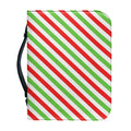 Christmas Candy Cane Striped Print Leather Bible Cover