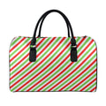 Christmas Candy Cane Striped Print Leather Duffel Bag