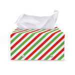 Christmas Candy Cane Striped Print Leather Tissue Box Cover