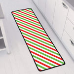 Christmas Candy Cane Striped Print Long Kitchen Mat