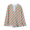 Christmas Candy Cane Striped Print Long Sleeve Short Coat