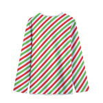 Christmas Candy Cane Striped Print Long Sleeve Short Coat