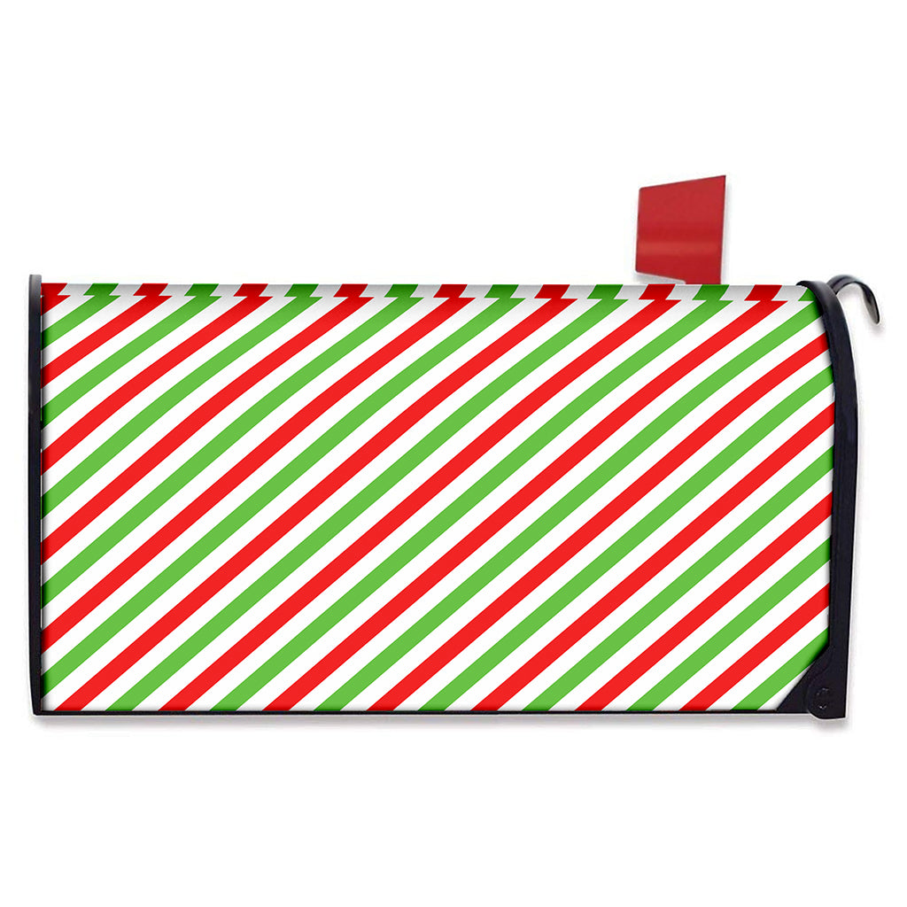 Christmas Candy Cane Striped Print Mailbox Cover