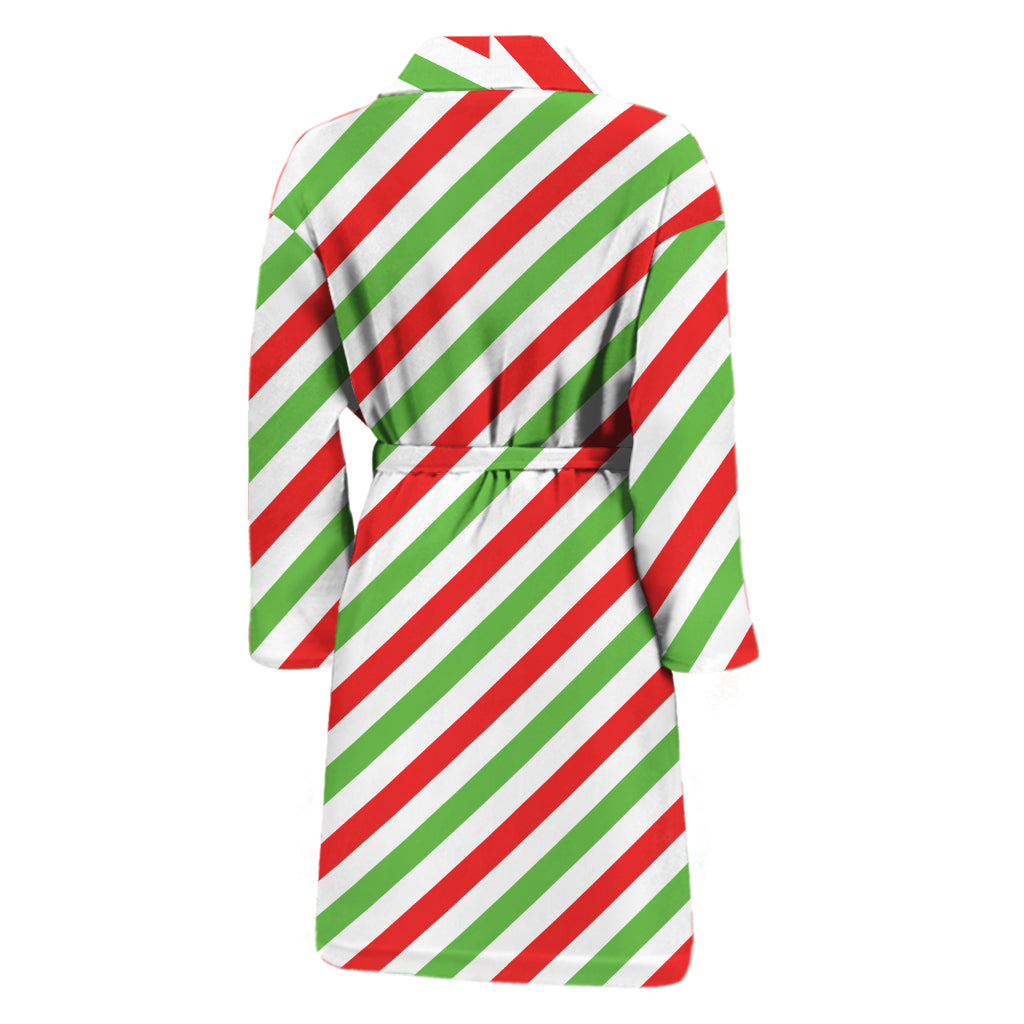 Christmas Candy Cane Striped Print Men's Bathrobe