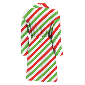 Christmas Candy Cane Striped Print Men's Bathrobe