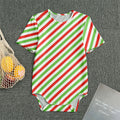 Christmas Candy Cane Striped Print Men's Bodysuit