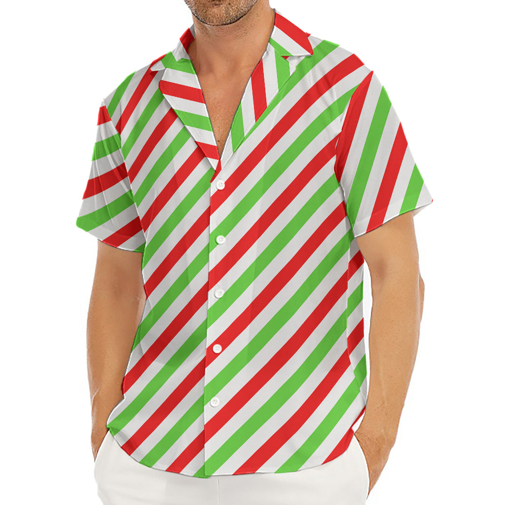 Christmas Candy Cane Striped Print Men's Deep V-Neck Shirt