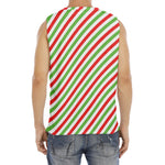 Christmas Candy Cane Striped Print Men's Fitness Tank Top