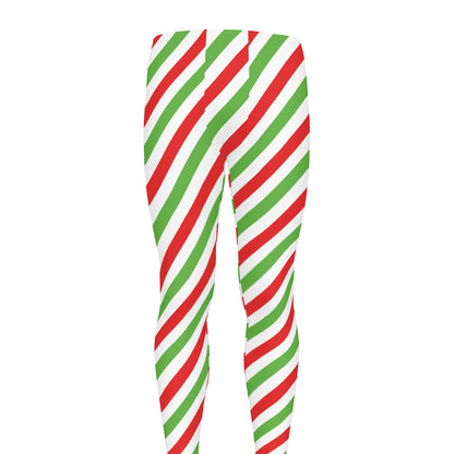 Christmas Candy Cane Striped Print Men's leggings