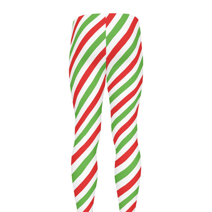Christmas Candy Cane Striped Print Men's leggings