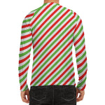 Christmas Candy Cane Striped Print Men's Long Sleeve Rash Guard