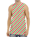 Christmas Candy Cane Striped Print Men's Muscle Tank Top