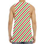 Christmas Candy Cane Striped Print Men's Muscle Tank Top