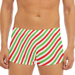 Christmas Candy Cane Striped Print Men's Short Boxer Briefs