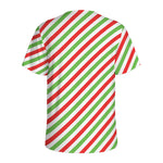 Christmas Candy Cane Striped Print Men's Sports T-Shirt