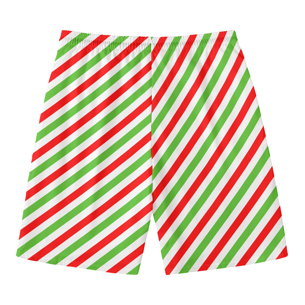 Christmas Candy Cane Striped Print Men's Swim Trunks