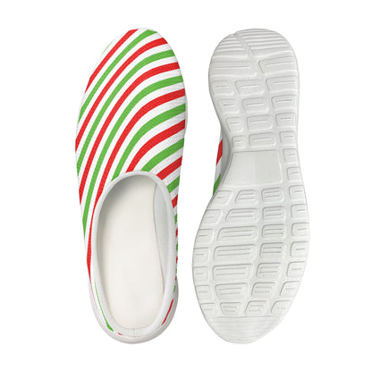 Christmas Candy Cane Striped Print Mesh Casual Shoes