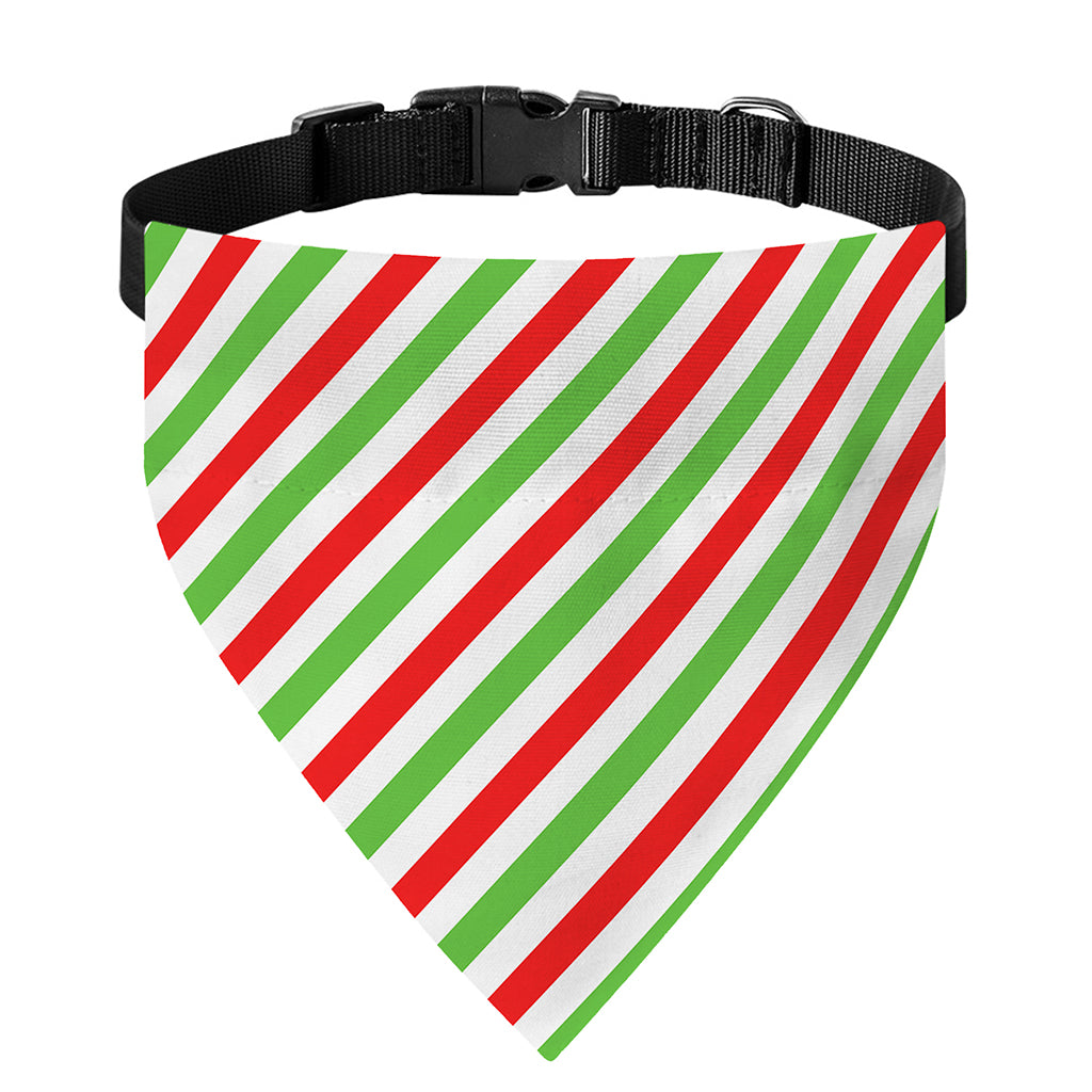 Christmas Candy Cane Striped Print Over The Collar Dog Bandana