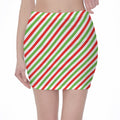 Christmas Candy Cane Striped Print Pencil Mini Skirt