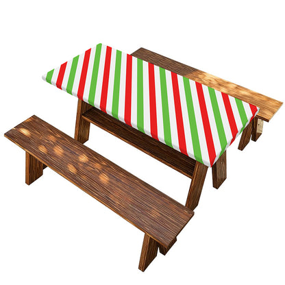 Christmas Candy Cane Striped Print Picnic Table Cover