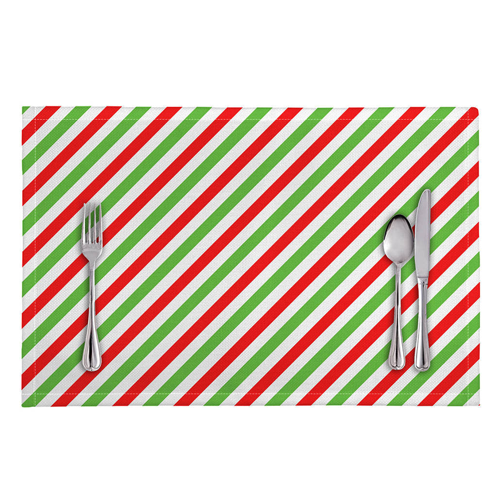 Christmas Candy Cane Striped Print Placemat