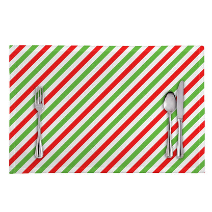 Christmas Candy Cane Striped Print Placemat