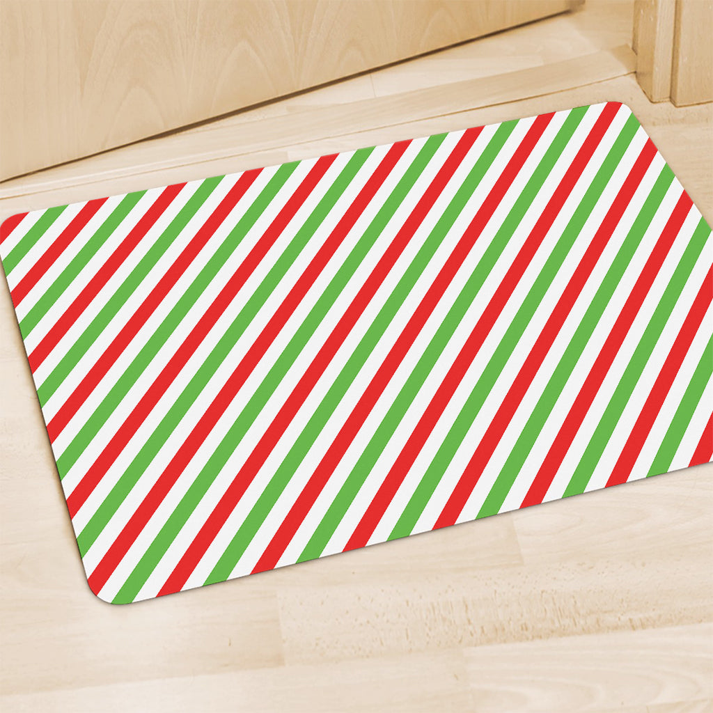 Christmas Candy Cane Striped Print Polyester Doormat