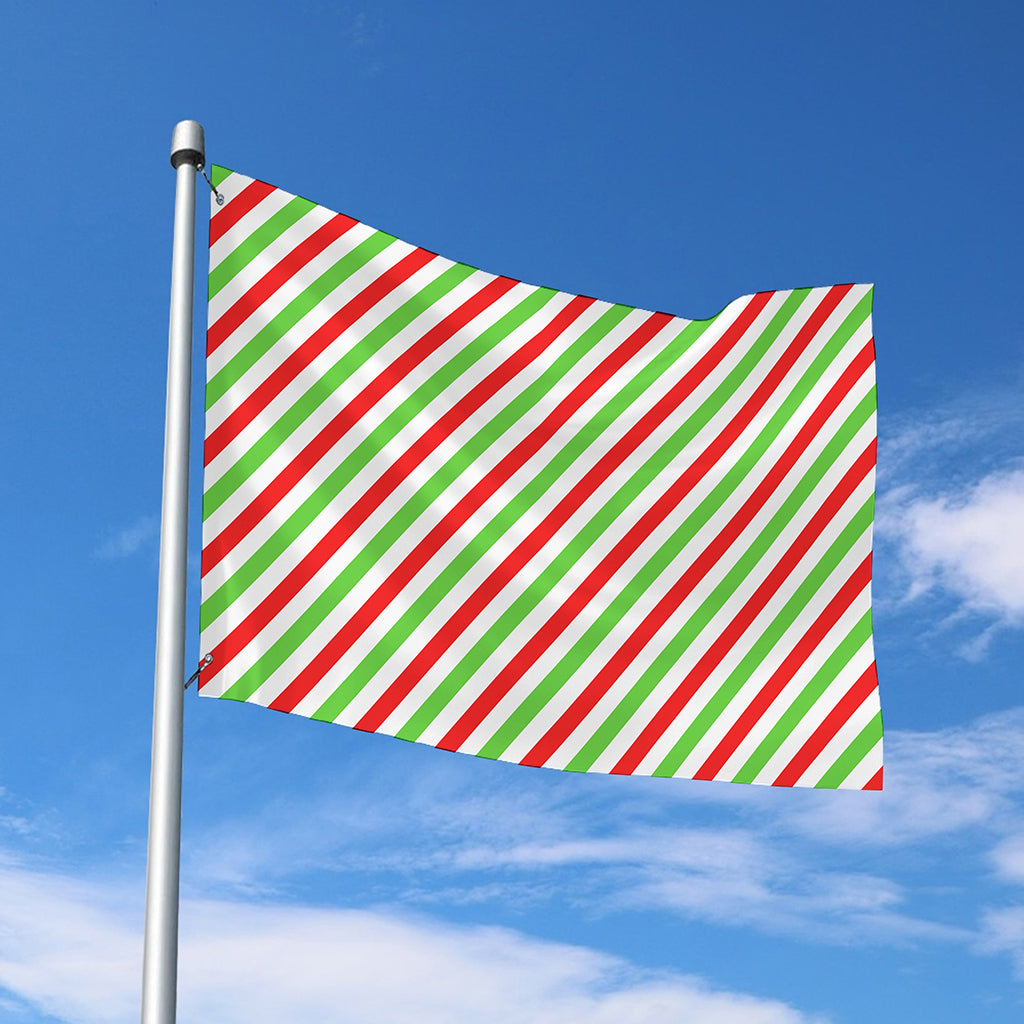 Christmas Candy Cane Striped Print Polyester Flag