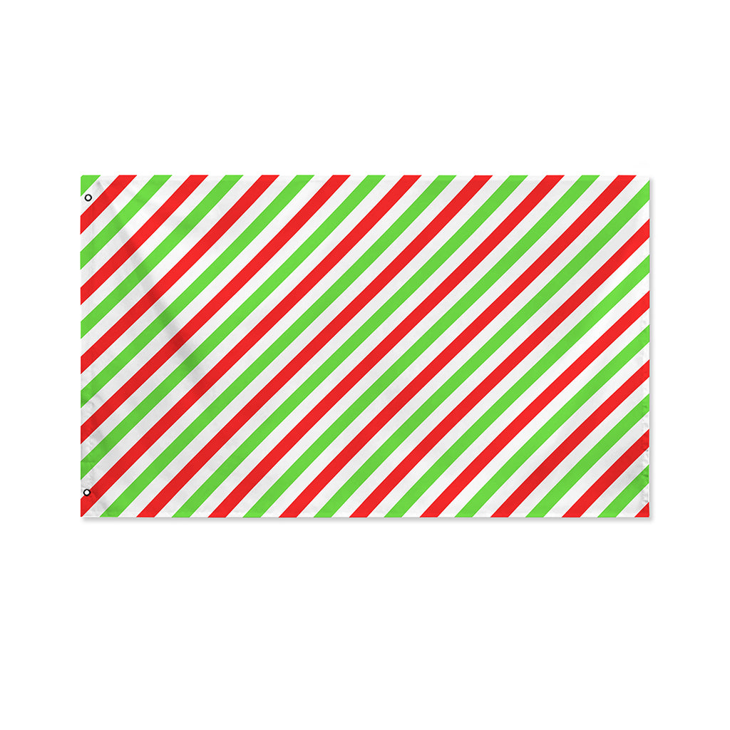 Christmas Candy Cane Striped Print Polyester Flag