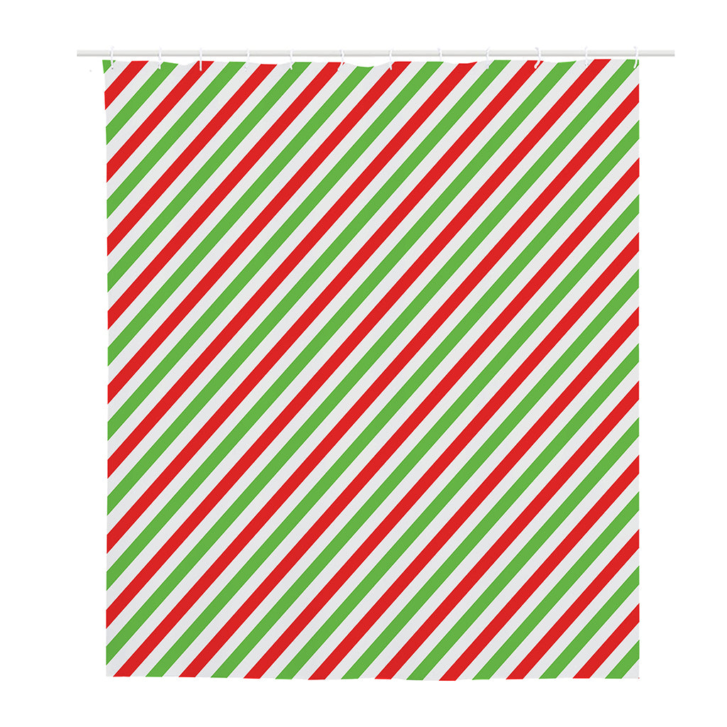 Christmas Candy Cane Striped Print Polyester Shower Curtain