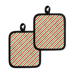 Christmas Candy Cane Striped Print Pot Holders