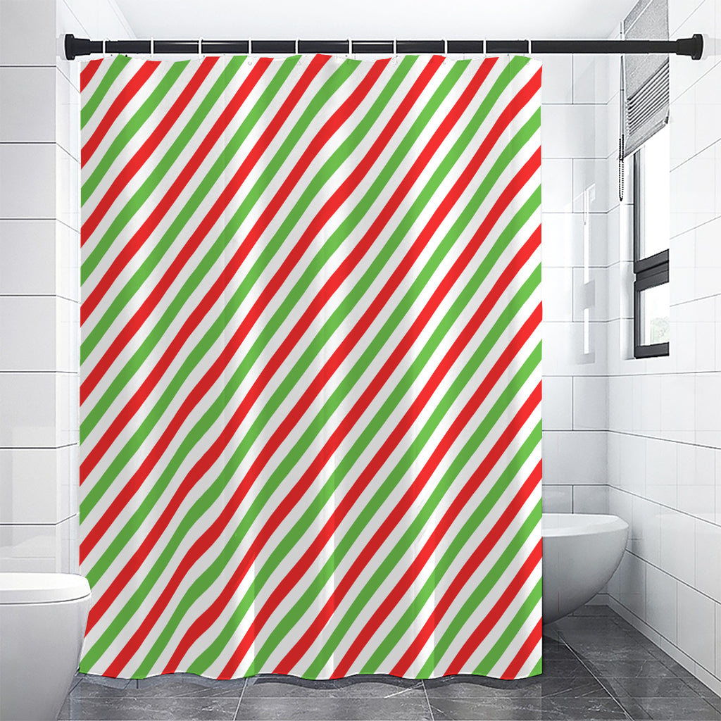 Christmas Candy Cane Striped Print Premium Shower Curtain