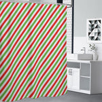 Christmas Candy Cane Striped Print Premium Shower Curtain