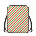Christmas Candy Cane Striped Print Rectangular Crossbody Bag