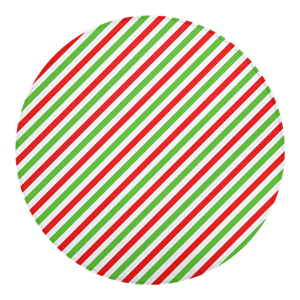 Christmas Candy Cane Striped Print Round Blanket