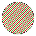 Christmas Candy Cane Striped Print Round Floor Mat