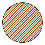 Christmas Candy Cane Striped Print Round Floor Mat