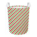 Christmas Candy Cane Striped Print Round Laundry Basket