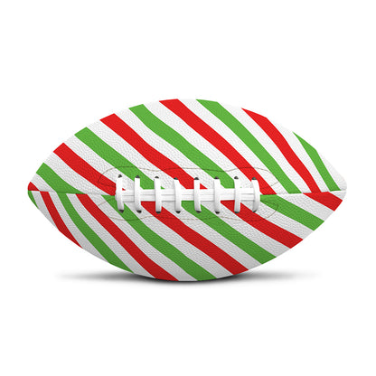 Christmas Candy Cane Striped Print Rugby Ball