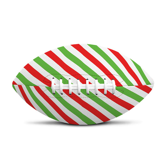 Christmas Candy Cane Striped Print Rugby Ball