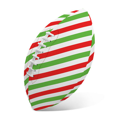 Christmas Candy Cane Striped Print Rugby Ball