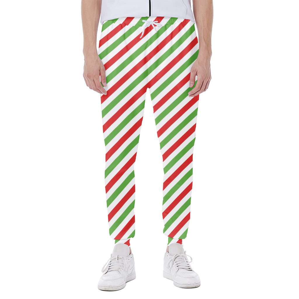 Christmas Candy Cane Striped Print Scuba Joggers