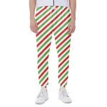 Christmas Candy Cane Striped Print Scuba Joggers