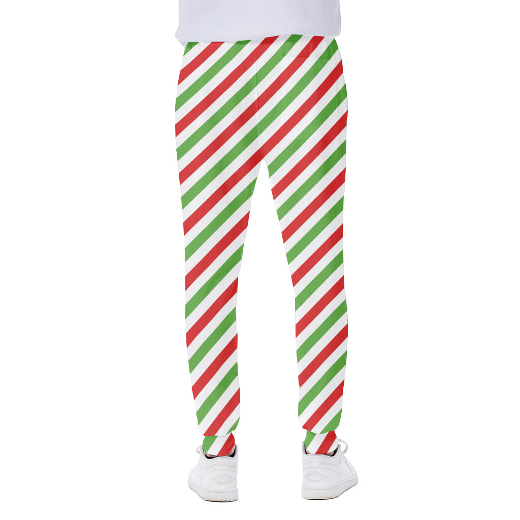 Christmas Candy Cane Striped Print Scuba Joggers