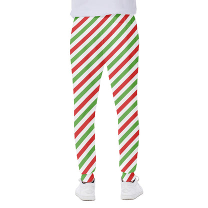 Christmas Candy Cane Striped Print Scuba Joggers