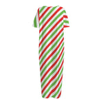 Christmas Candy Cane Striped Print Short Sleeve Long Nightdress