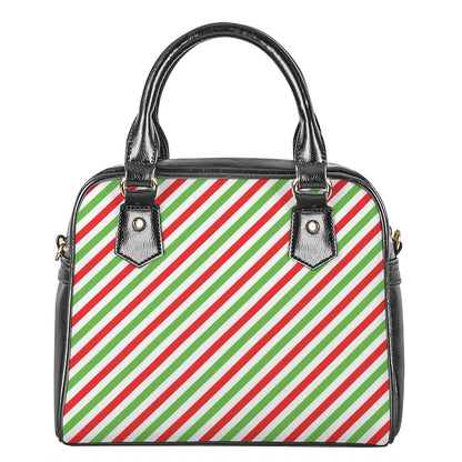 Christmas Candy Cane Striped Print Shoulder Handbag