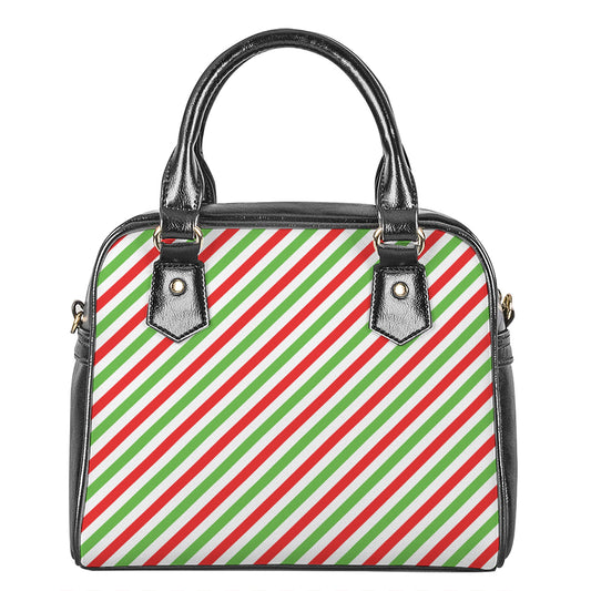 Christmas Candy Cane Striped Print Shoulder Handbag